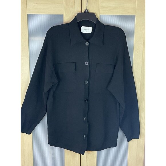 WILFRED Aritzia Ronnie Sweater Jacket Long Sleeve Black Sz S Oversize Casual Top - Picture 2 of 5